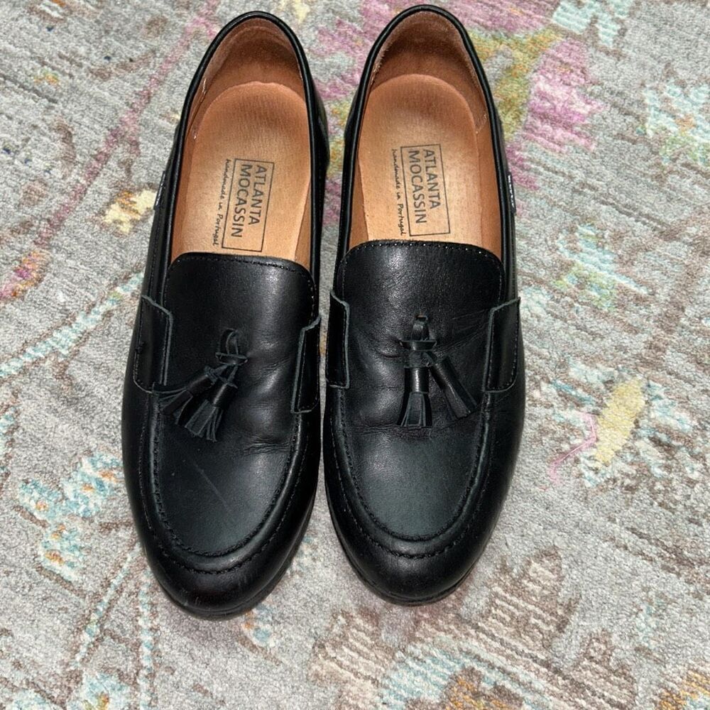 Atlanta mocassin black tassel dress loafers sz 38